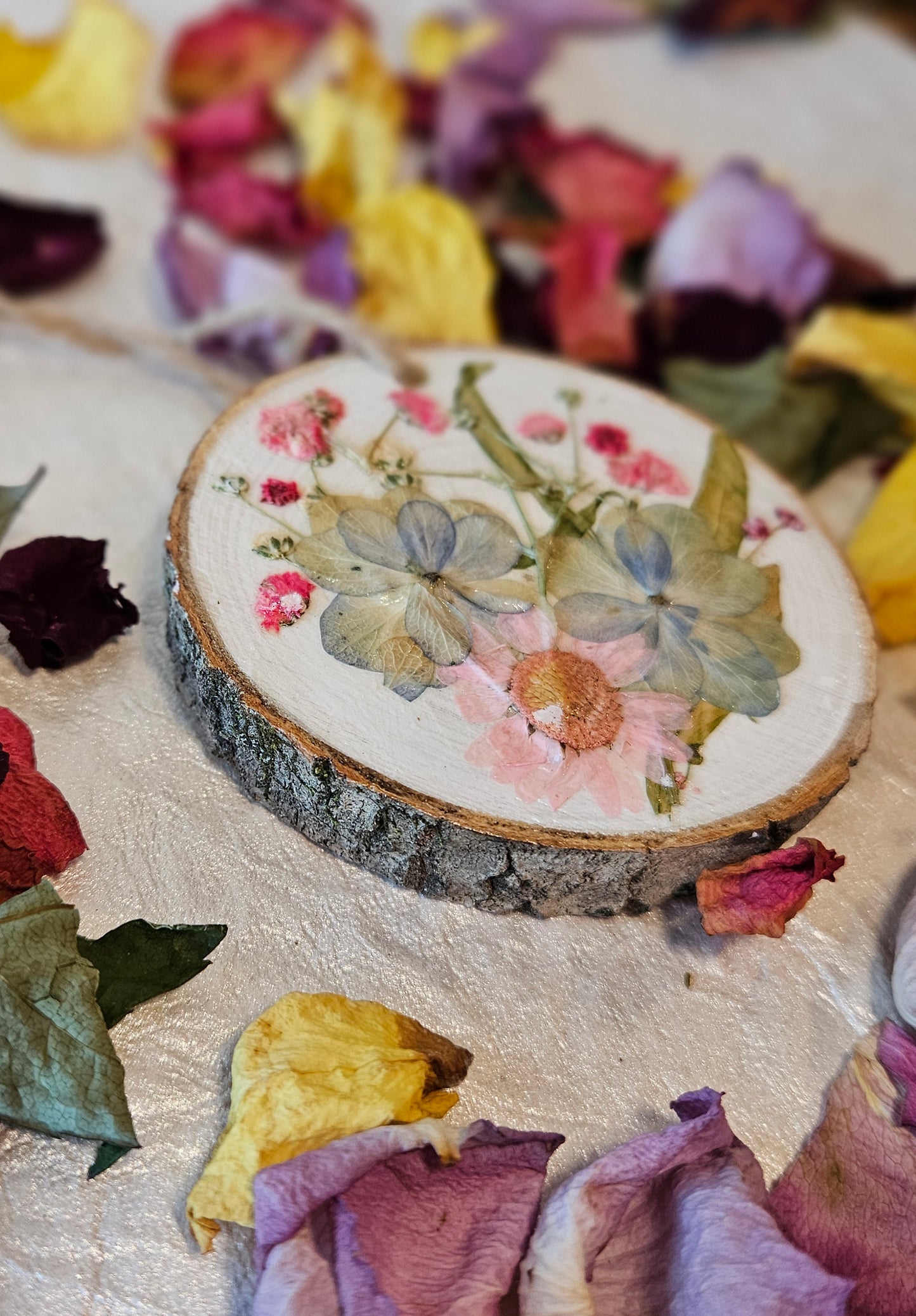 Pressed Flower Wood Ornament - 8