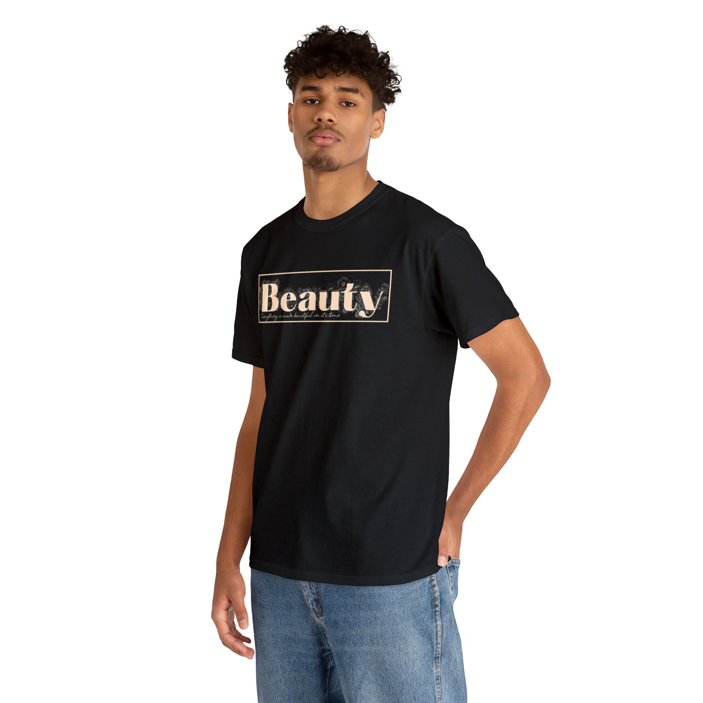 "Beauty" Cotton Graphic Tee - Everything Black & Creamed Honey