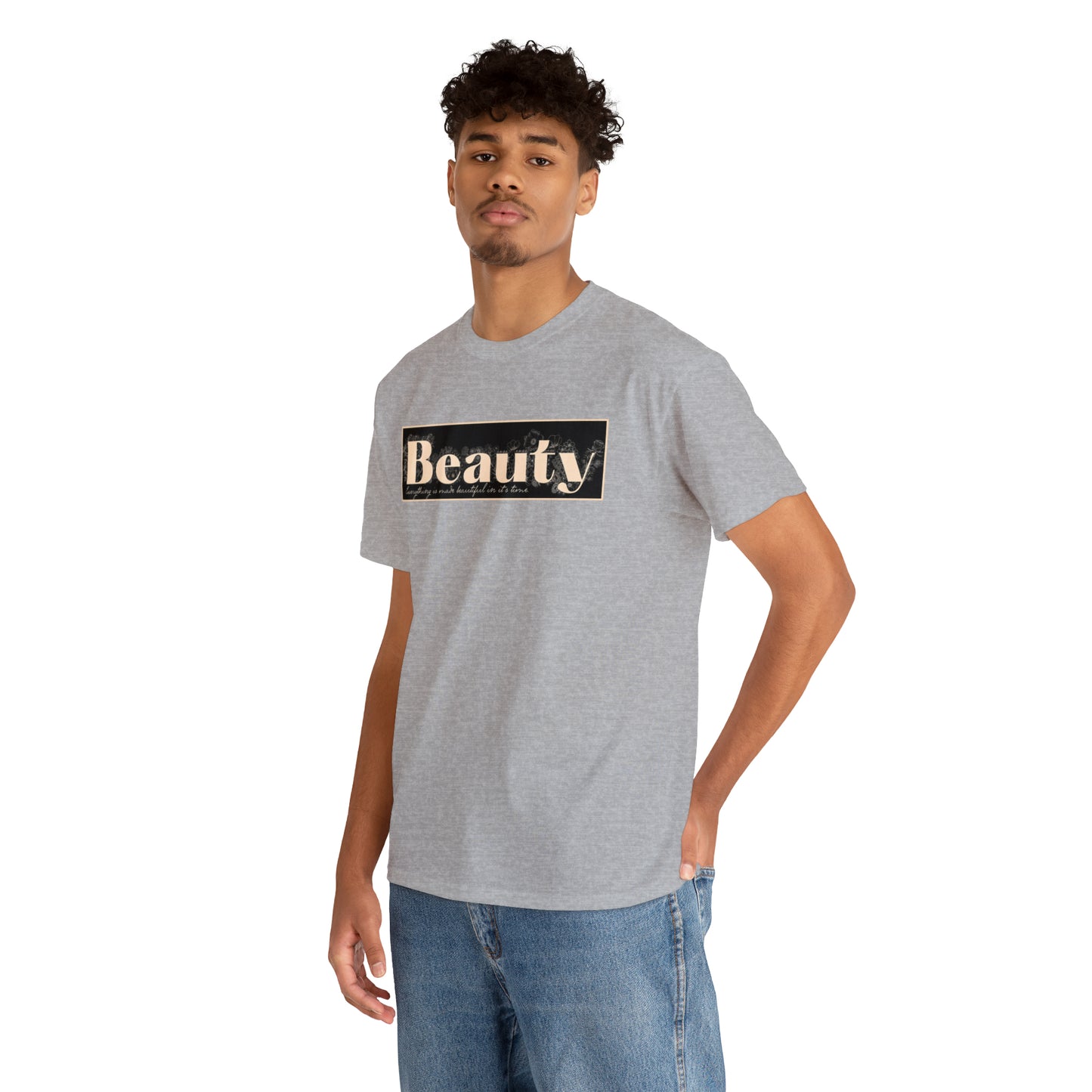"Beauty" Cotton Graphic Tee - Everything Black & Creamed Honey