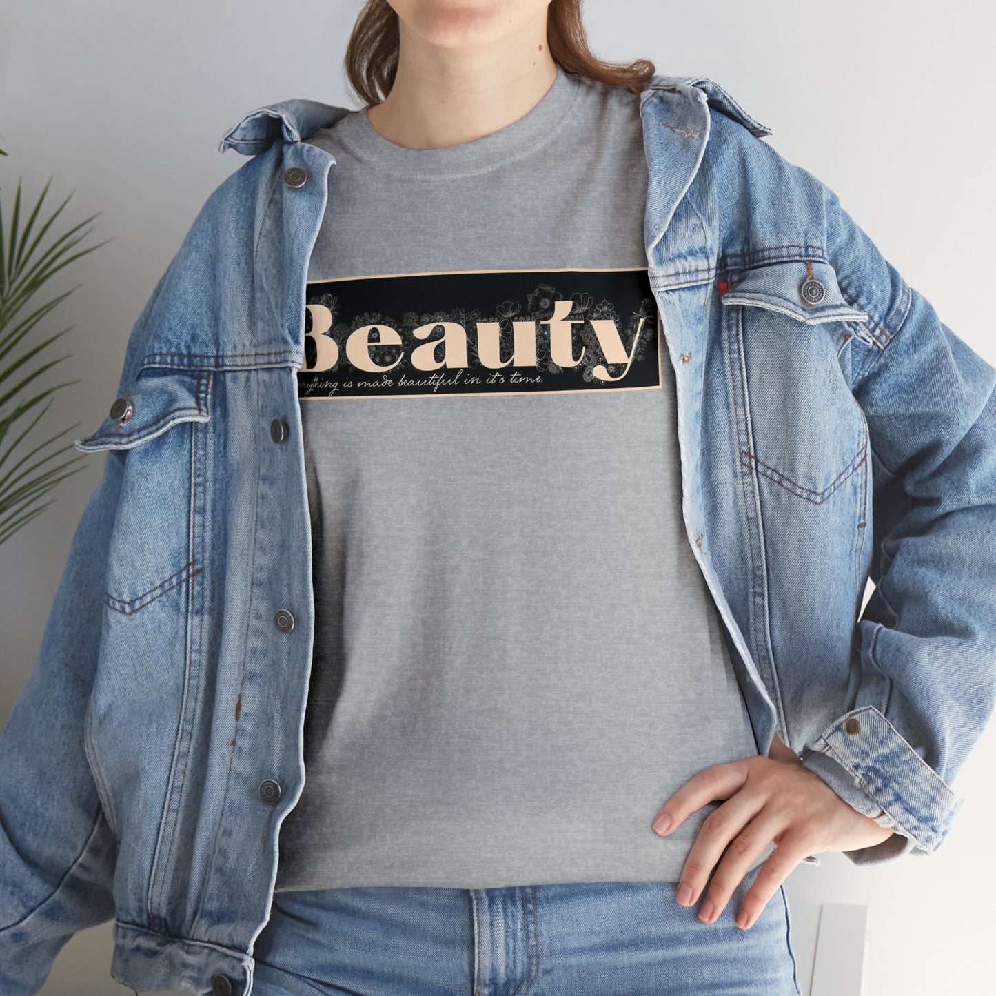 "Beauty" Cotton Graphic Tee - Everything Black & Creamed Honey