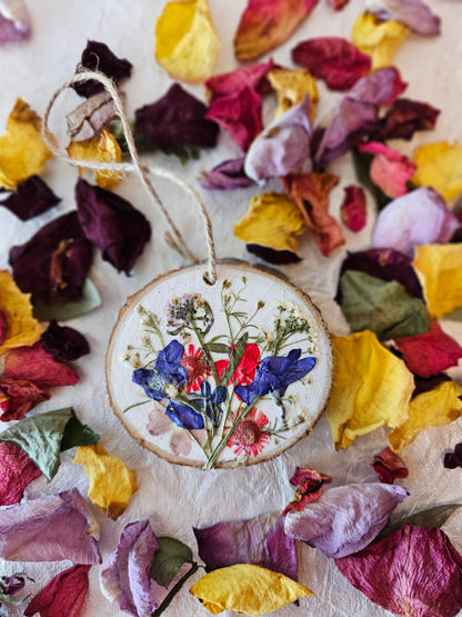 Pressed Flower Wood Ornament - 2