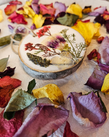 Pressed Flower Wood Ornament - 3
