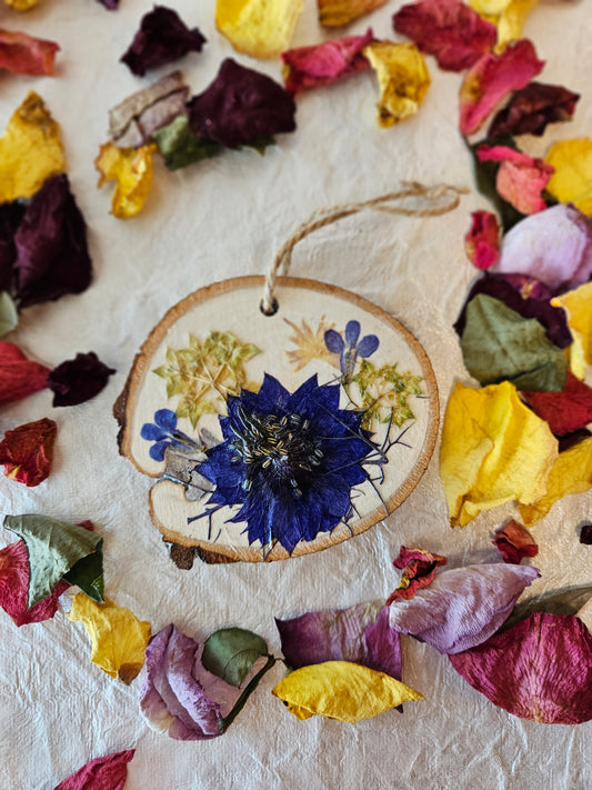 Pressed Flower Wood Ornament - 1