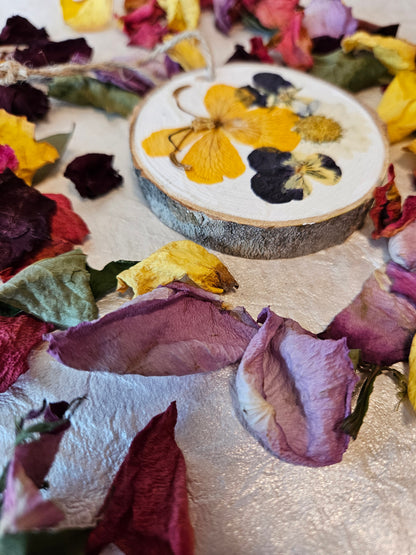 Pressed Flower Wood Ornament - 6
