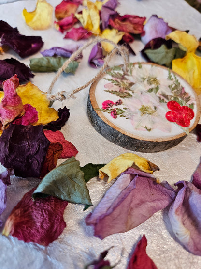 Pressed Flower Wood Ornament - 4