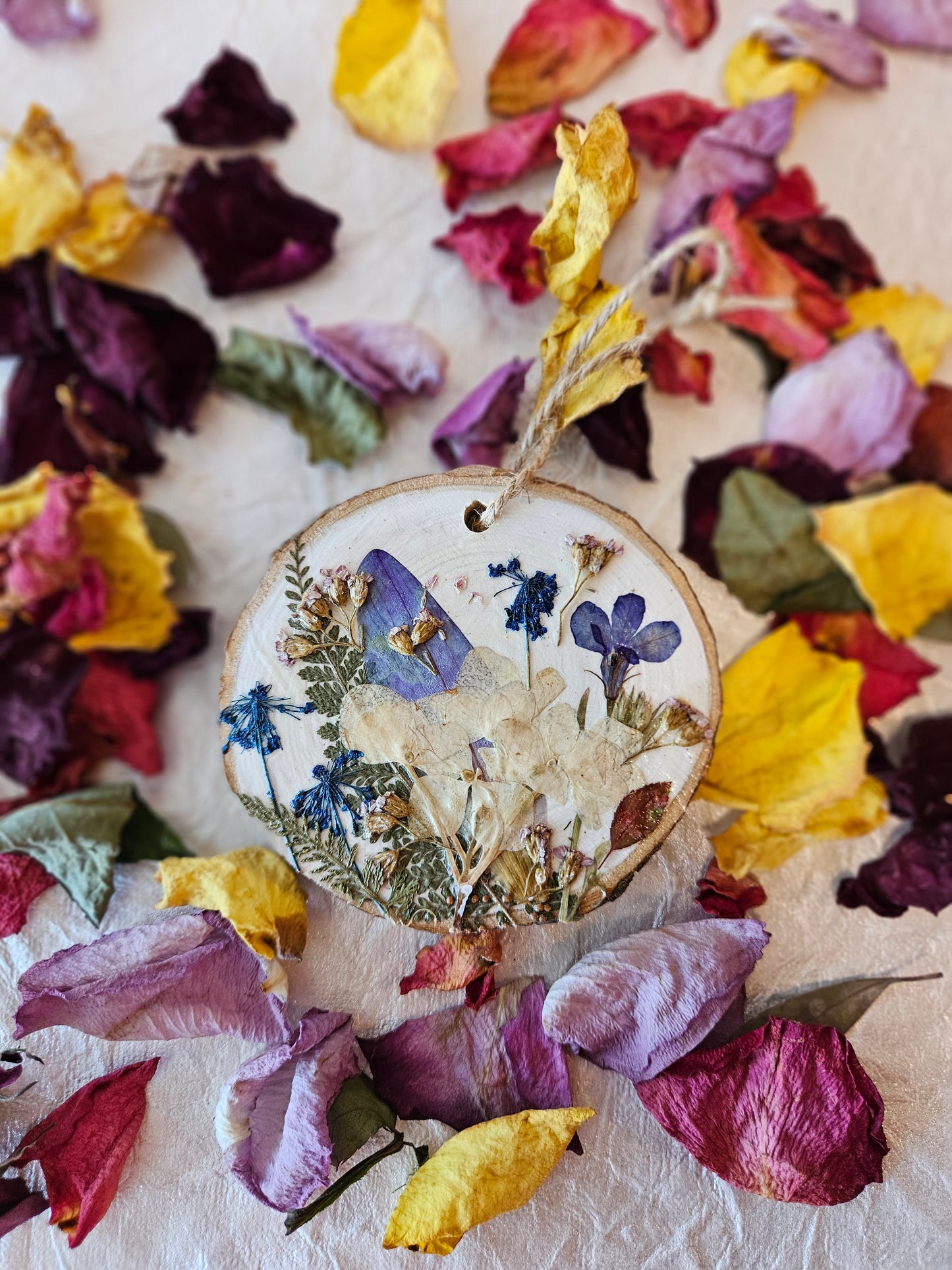 Pressed Flower Wood Ornament - 5