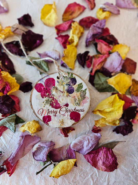 Pressed Flower Wood Ornament - 7