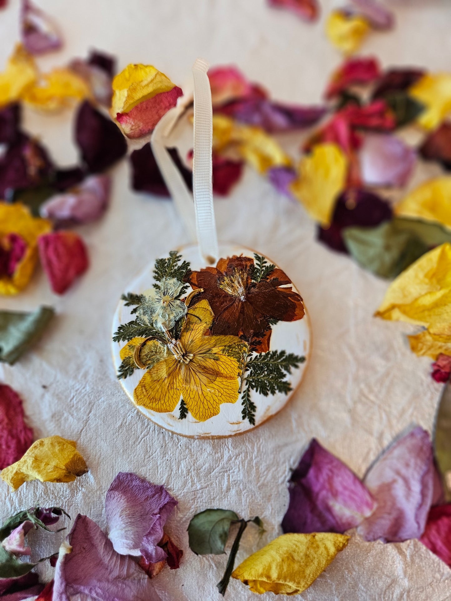 Pressed Flower Ceramic Ornament - 11