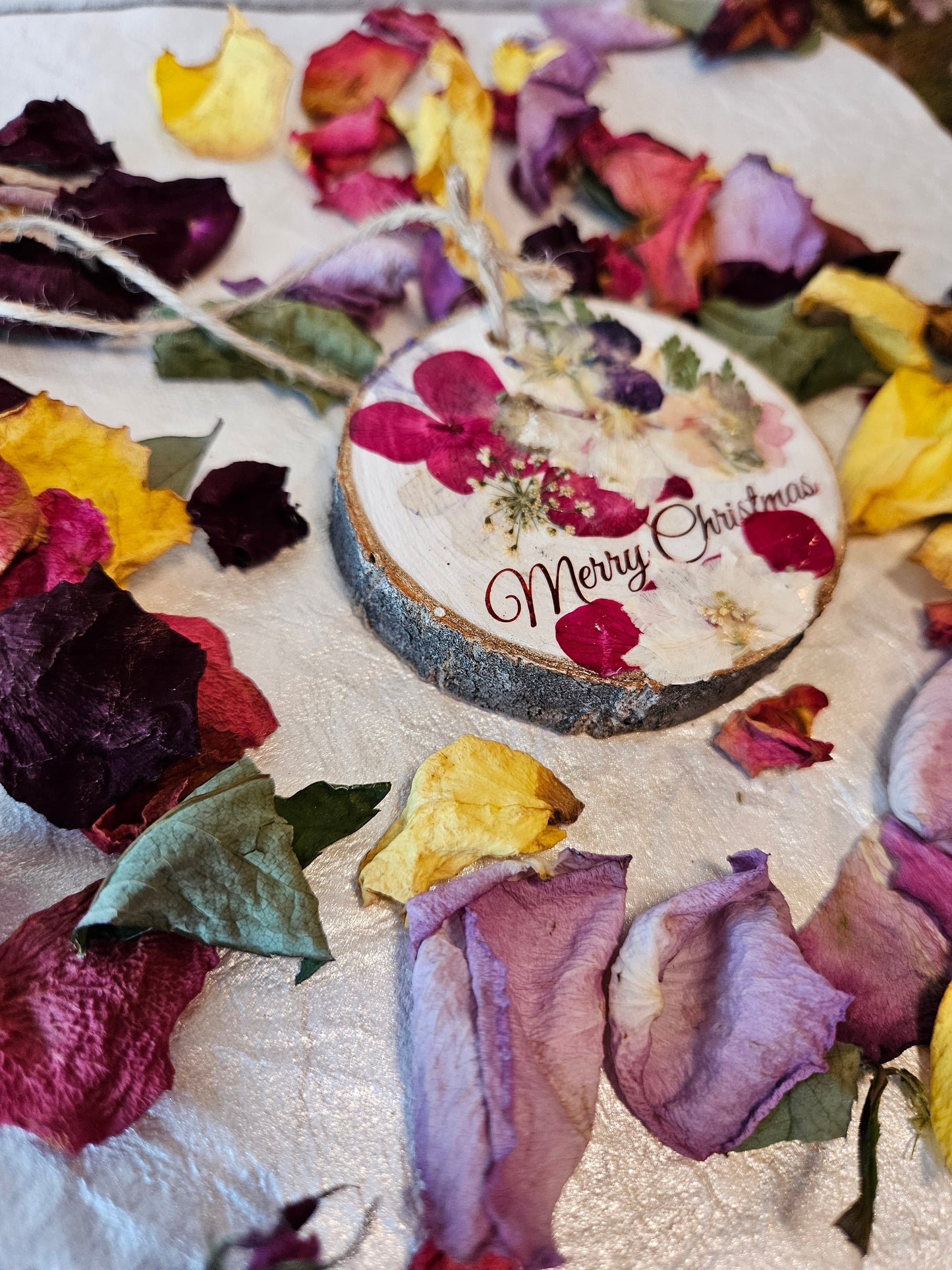 Pressed Flower Wood Ornament - 7