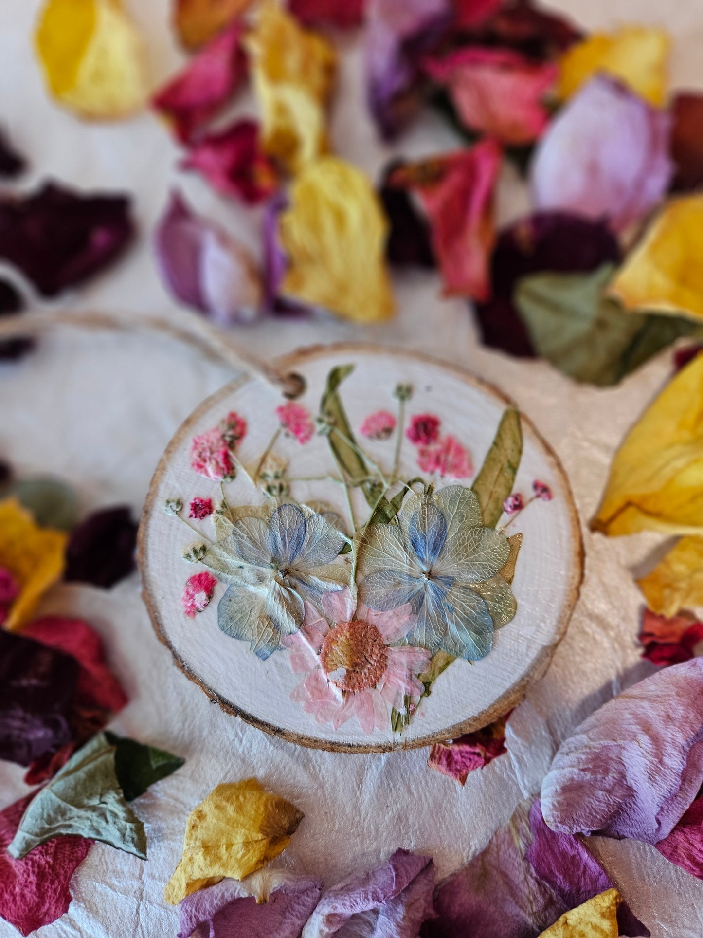 Pressed Flower Wood Ornament - 8